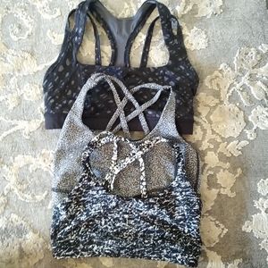 Lululemon black white gray sports bra bras size 6